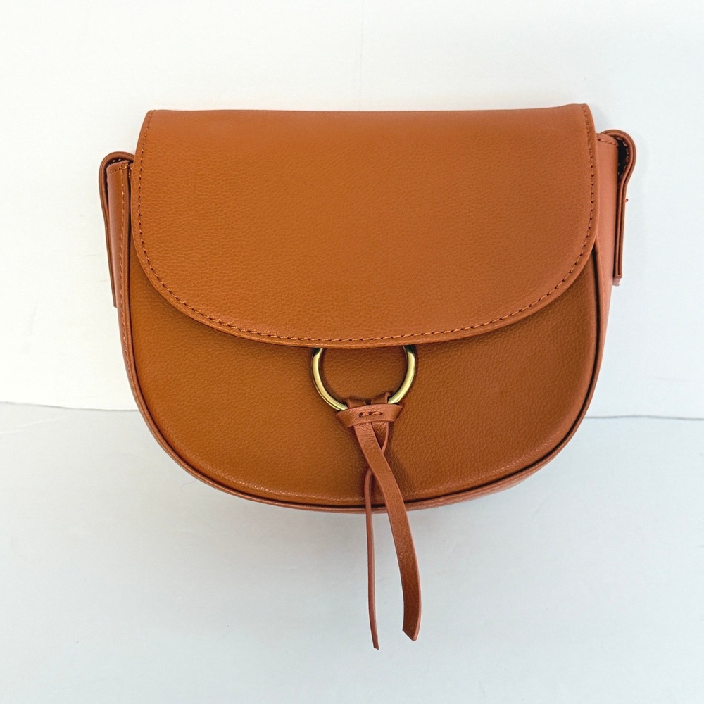 JJ Winters NEW Saddle Crossbody Bag Tan Flap Ring Tassel vegan Adjustable‎